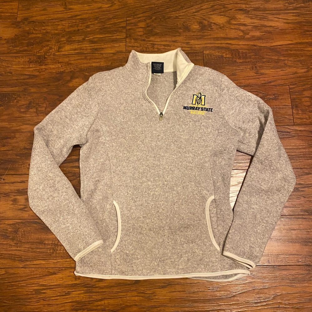 Charles River Apparel Gray Zip Up Sweater with Stand-Up Collar